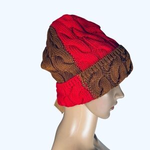 New Wyeth Cable Knit Colorblock Cotton Blend Beanie Hat